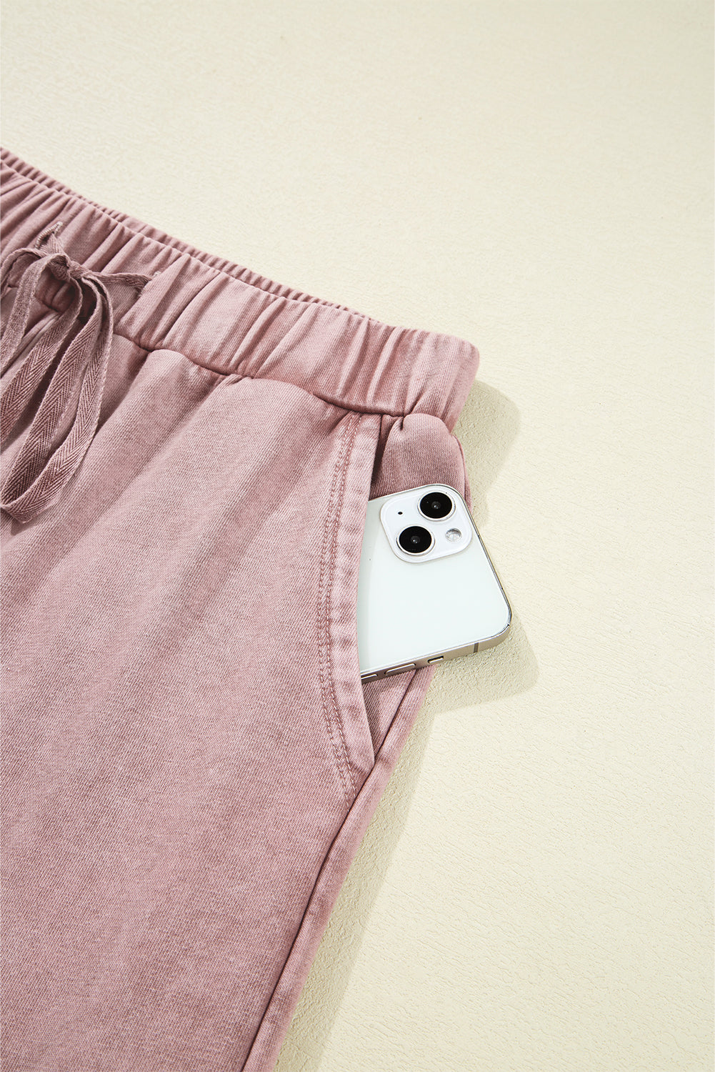 Vineyard Green Mineral Wash Tiered Wide Leg Patchwork Drawstring Pants