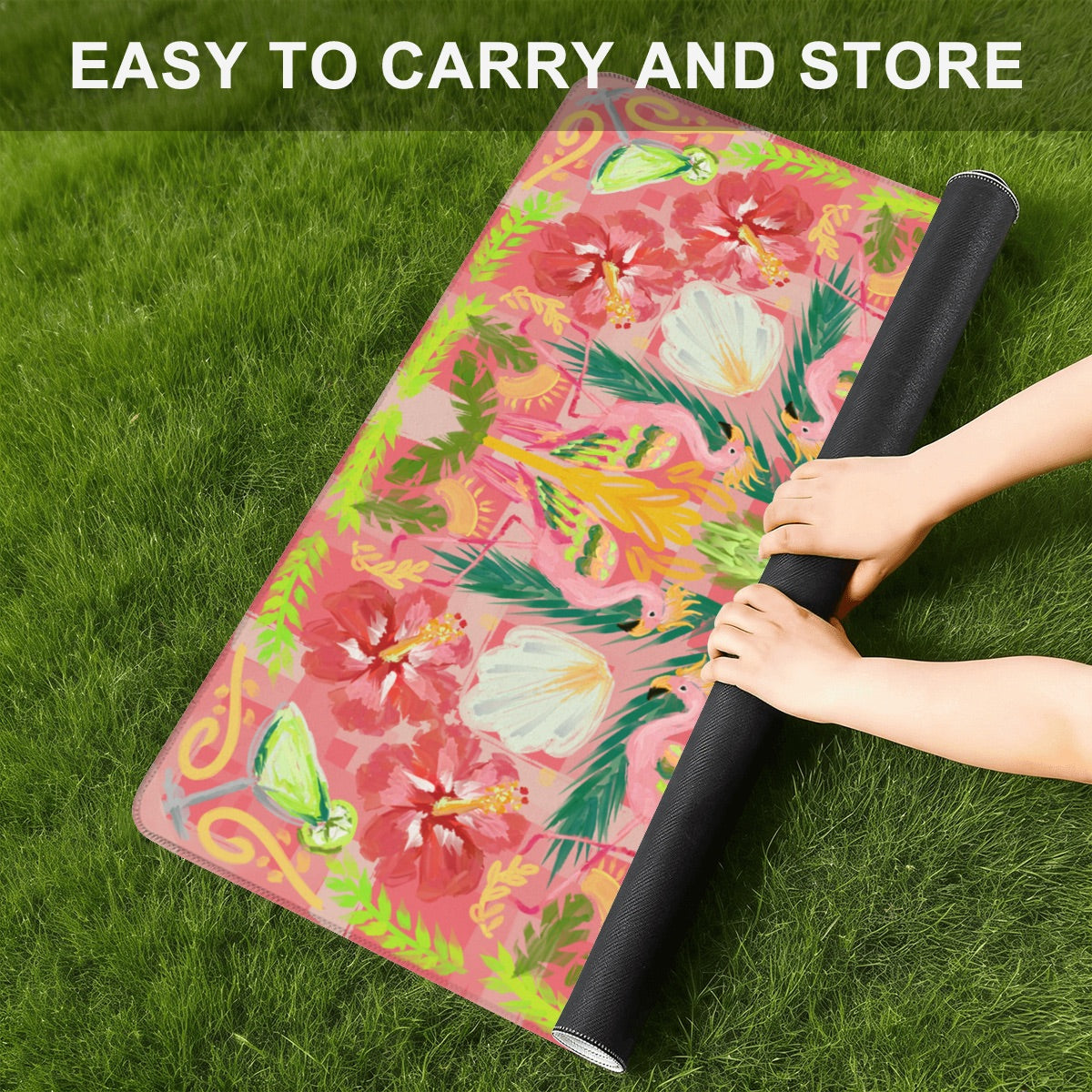 Summer flamingo on pink -Mini Travel Mahjong Mat 20.9"x20.9" (Ship Rolled up)
