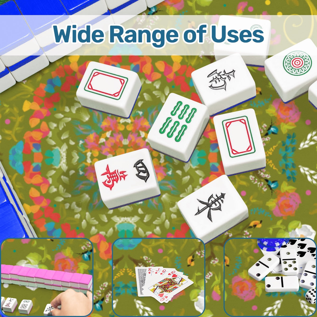 2026 Spring Green without directions-Mini Travel Mahjong Mat 20.9"x20.9" (Ship Rolled up)