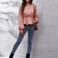 V-Neck Balloon Sleeve Peplum Blouse