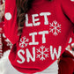 Red Dahlia LET IT SNOW Christmas Dotty Sleeve Loose Sweater