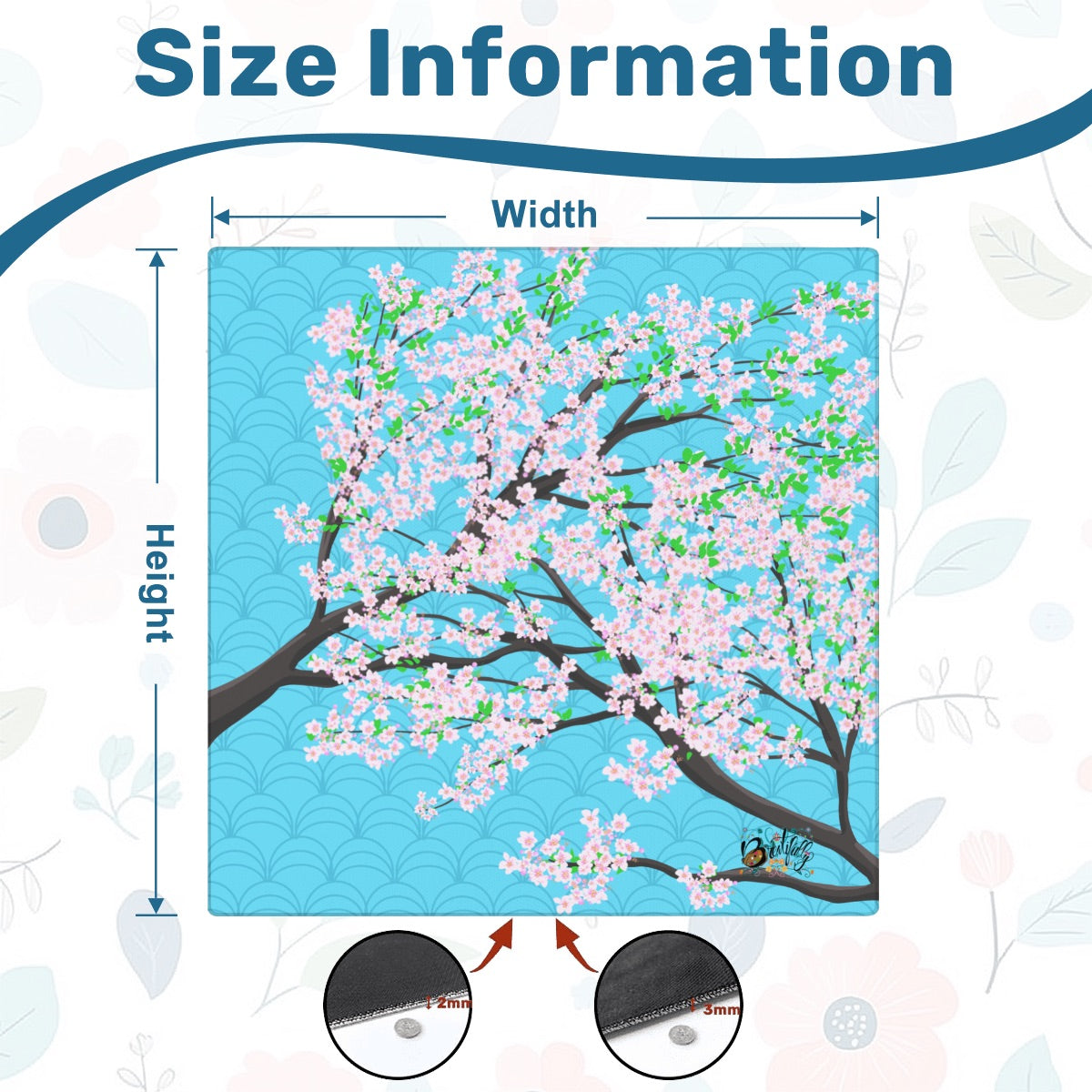Mahjong Mat Sleek Surface Cherry Blossoms