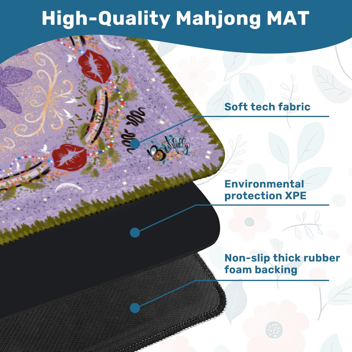 Dear Diary- lilac Mahjong Mat 31.5"x31.5" (Ship Rolled up)