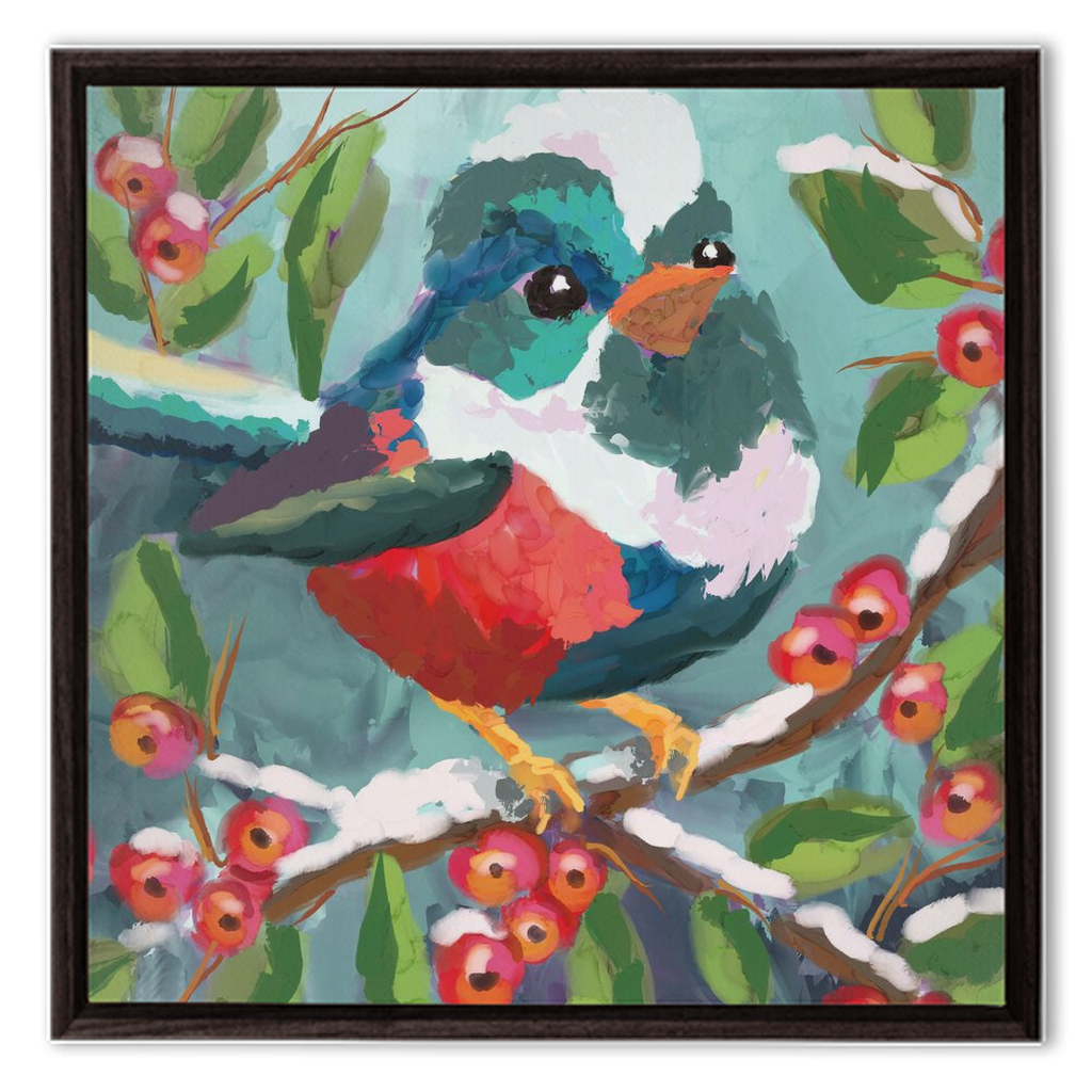 Magical Winter bird Framed Canvas Wraps-powered by Artivive