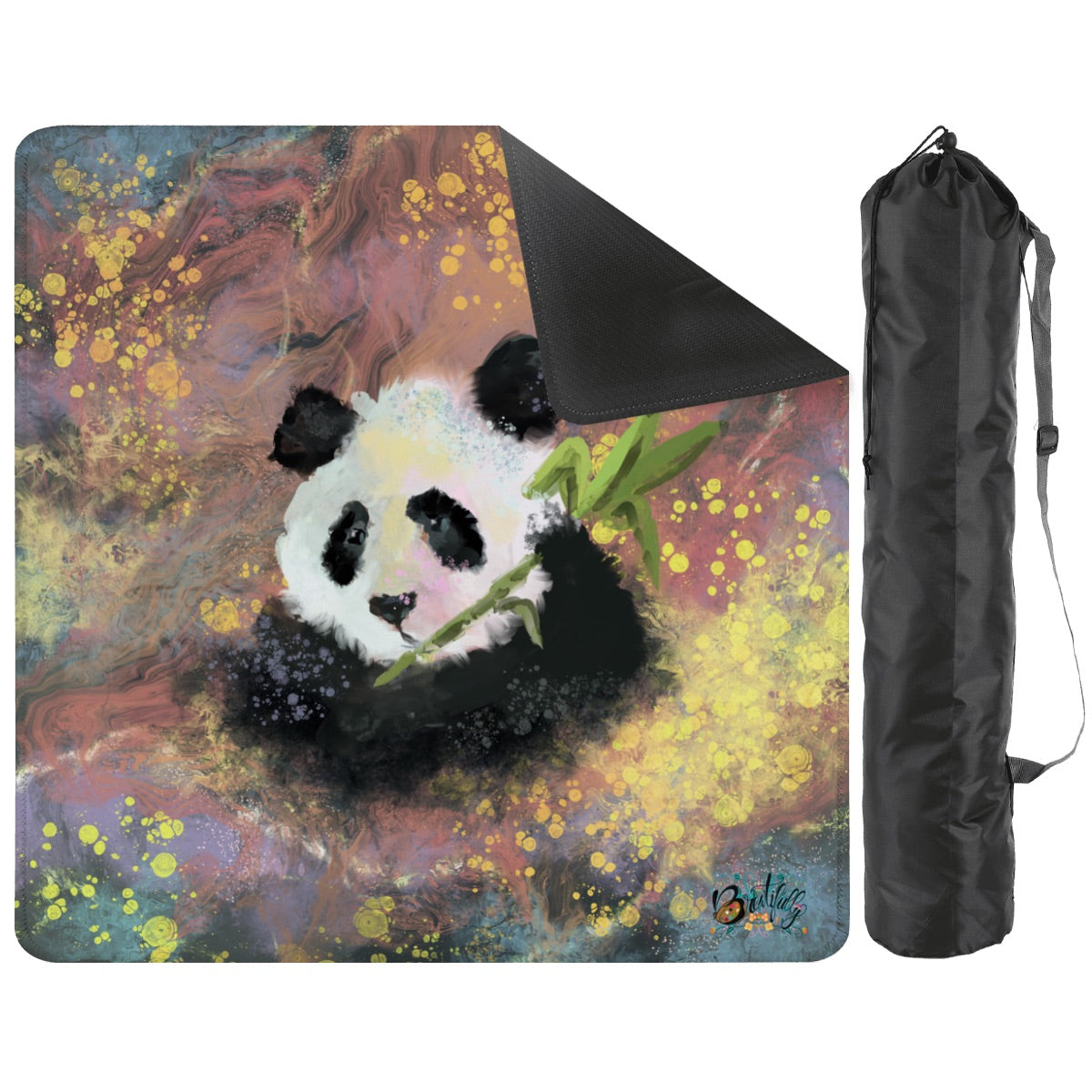 Mahjong Mat (Made in USA) Abstract Bamboo And Panda