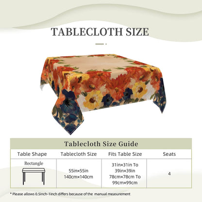 Square Tablecloth Dining Cover - Autumn abundance floral