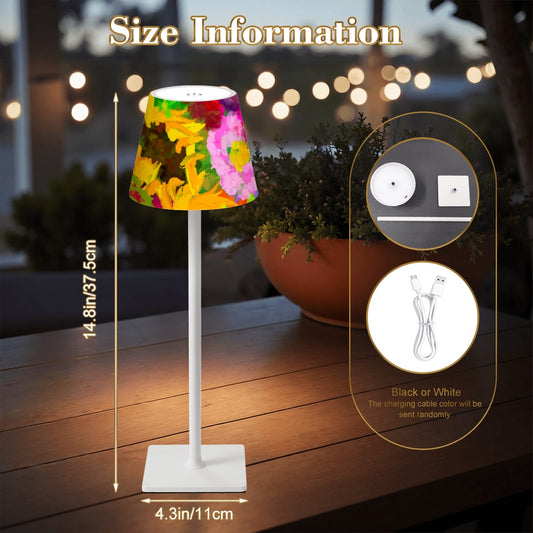 LED Cordless Table Lamp- in Summer Bike Florals