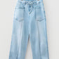 Myosotis Exposed Stitch Detail Drawstring Barrel Jeans