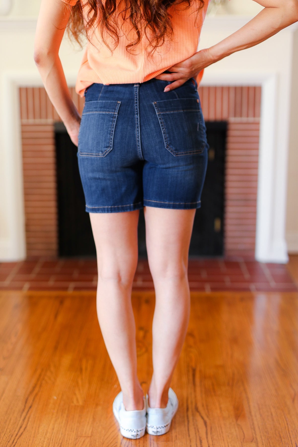 Judy Blue Dark Wash High Rise Elastic Waist Shorts