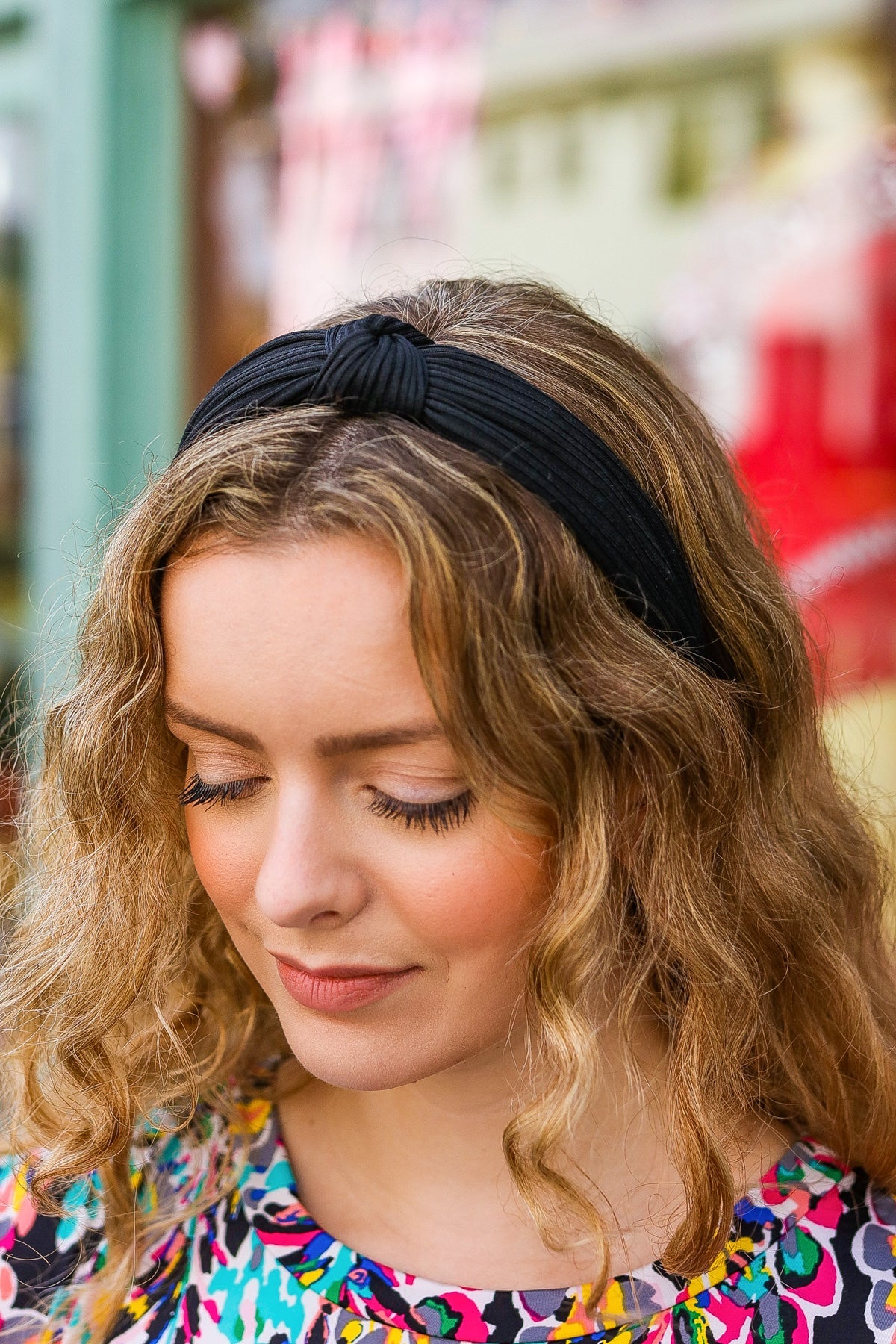 Black Ribbed Knit Top Knot Headband