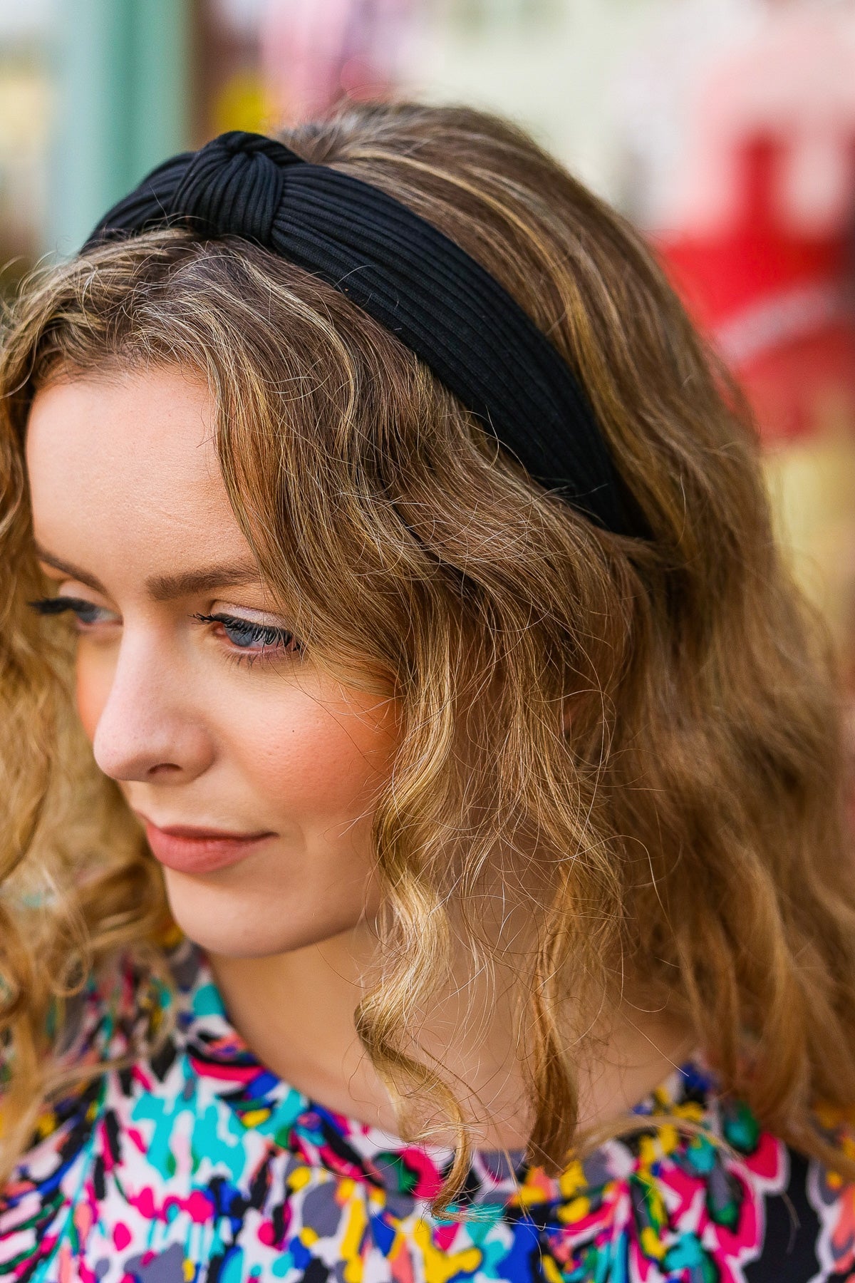 Black Ribbed Knit Top Knot Headband