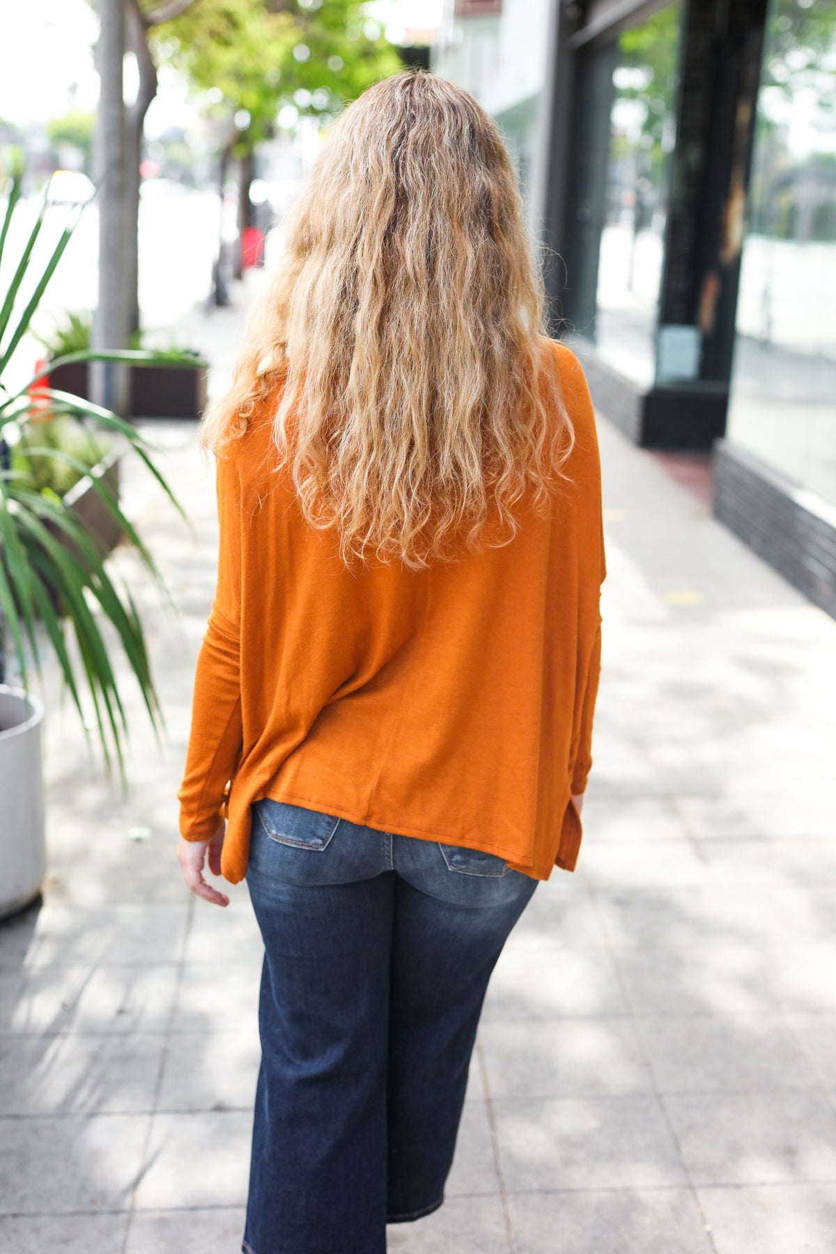 Rust Hacci Dolman Pocketed Sweater Top