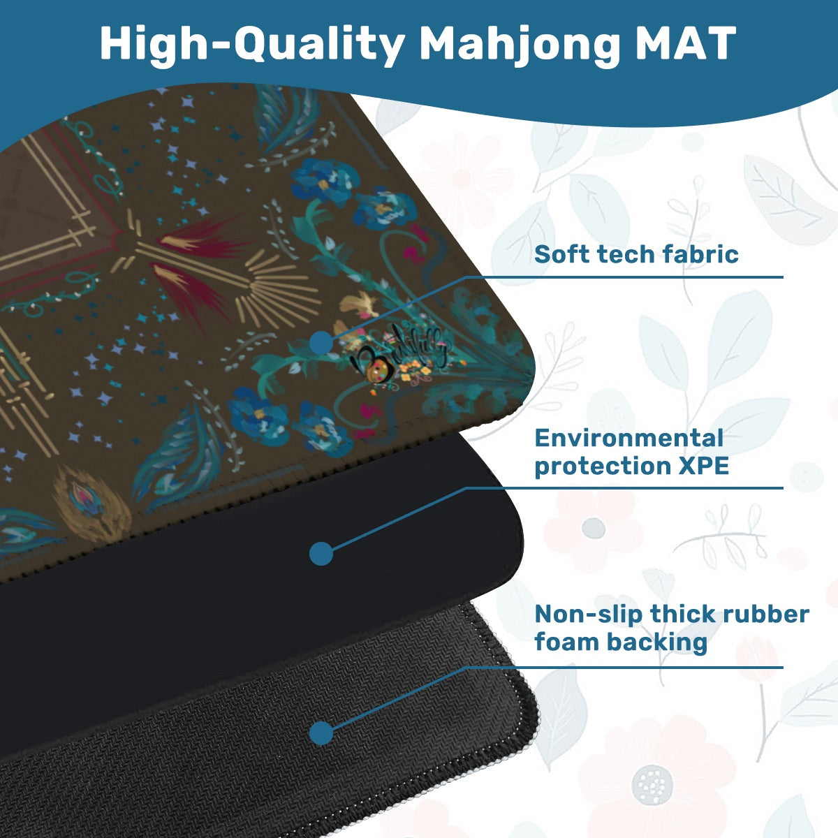 Roaring 20s Brown Mahjong Mat 31.5"x31.5" (Ship Rolled up)