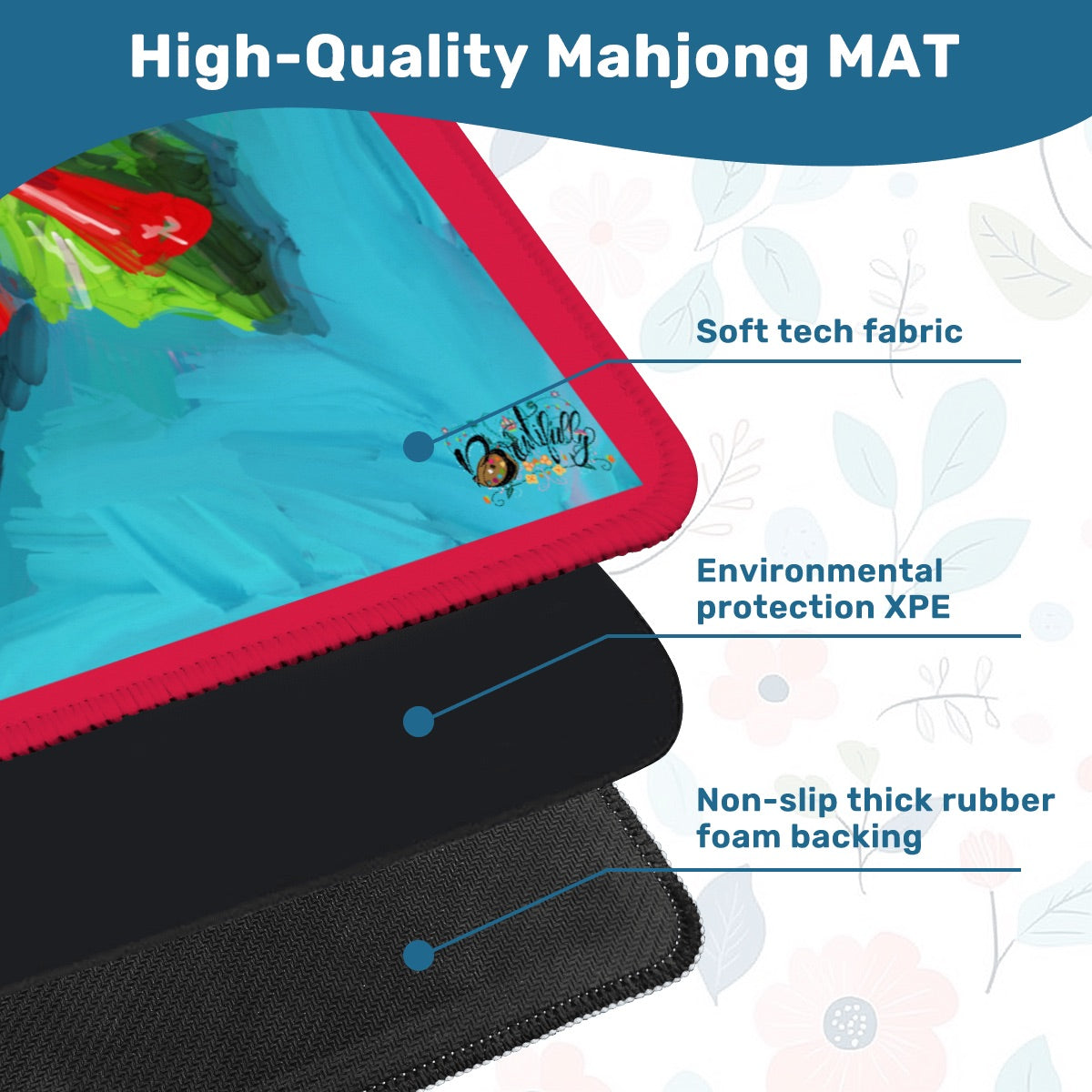 Mahjong Mat 33"x33" (Ship Rolled up) Hand painted candy cane