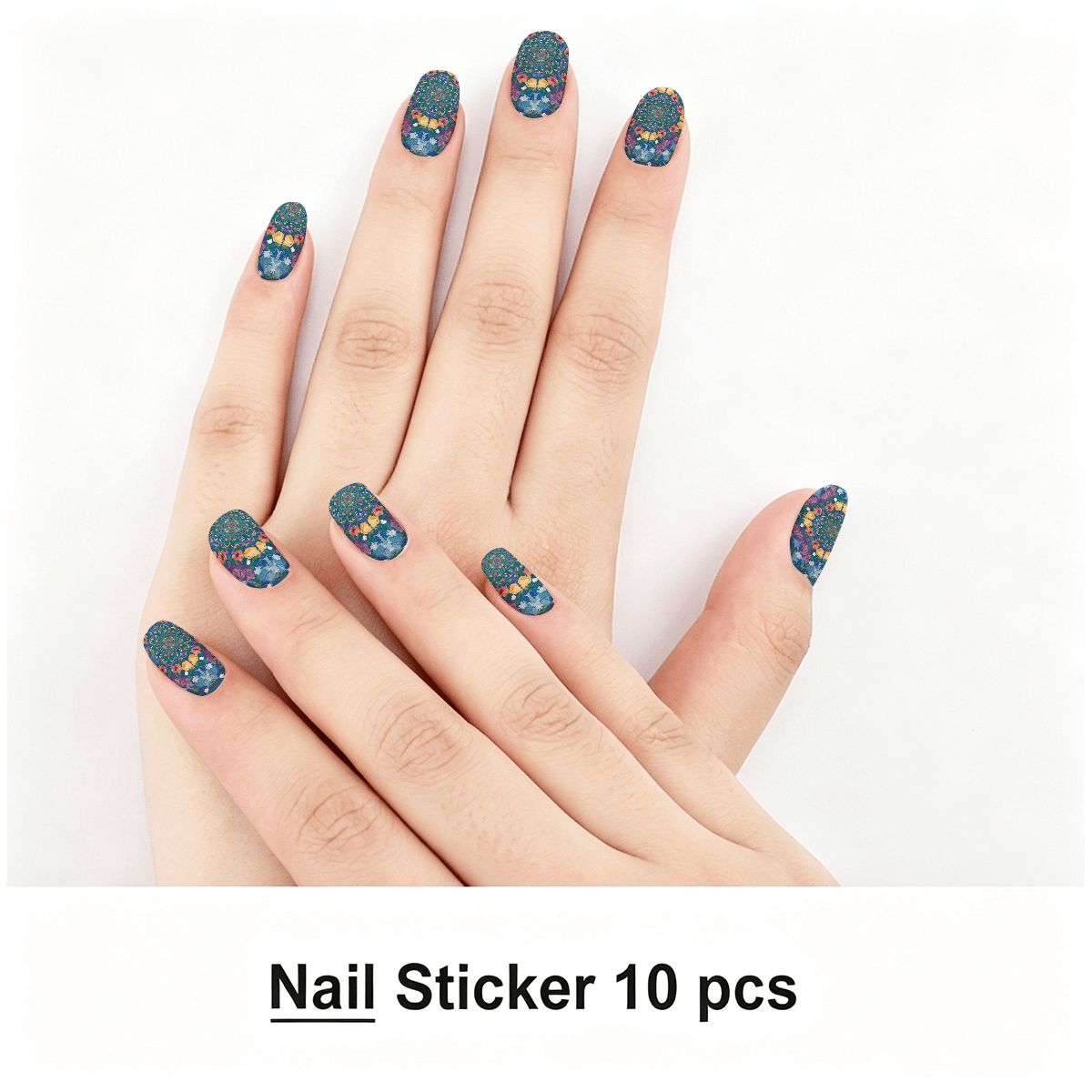 Blue Gardening Nail Stickers 100 Pcs