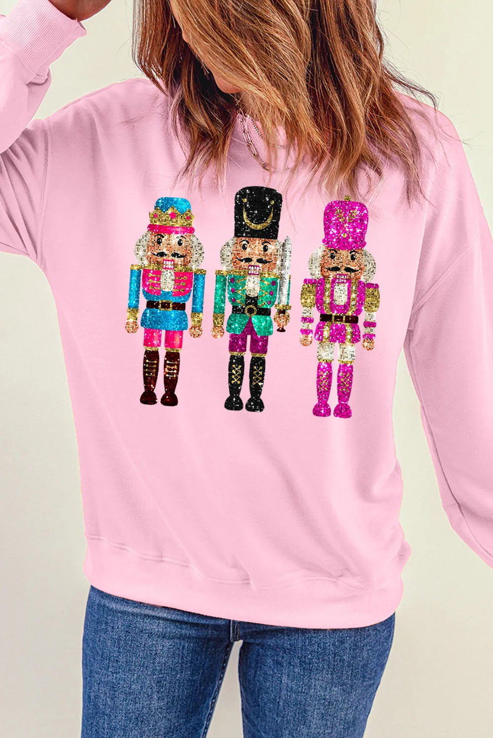 Nutcracker Graphic Round Neck Long Sleeve Sweatshirt