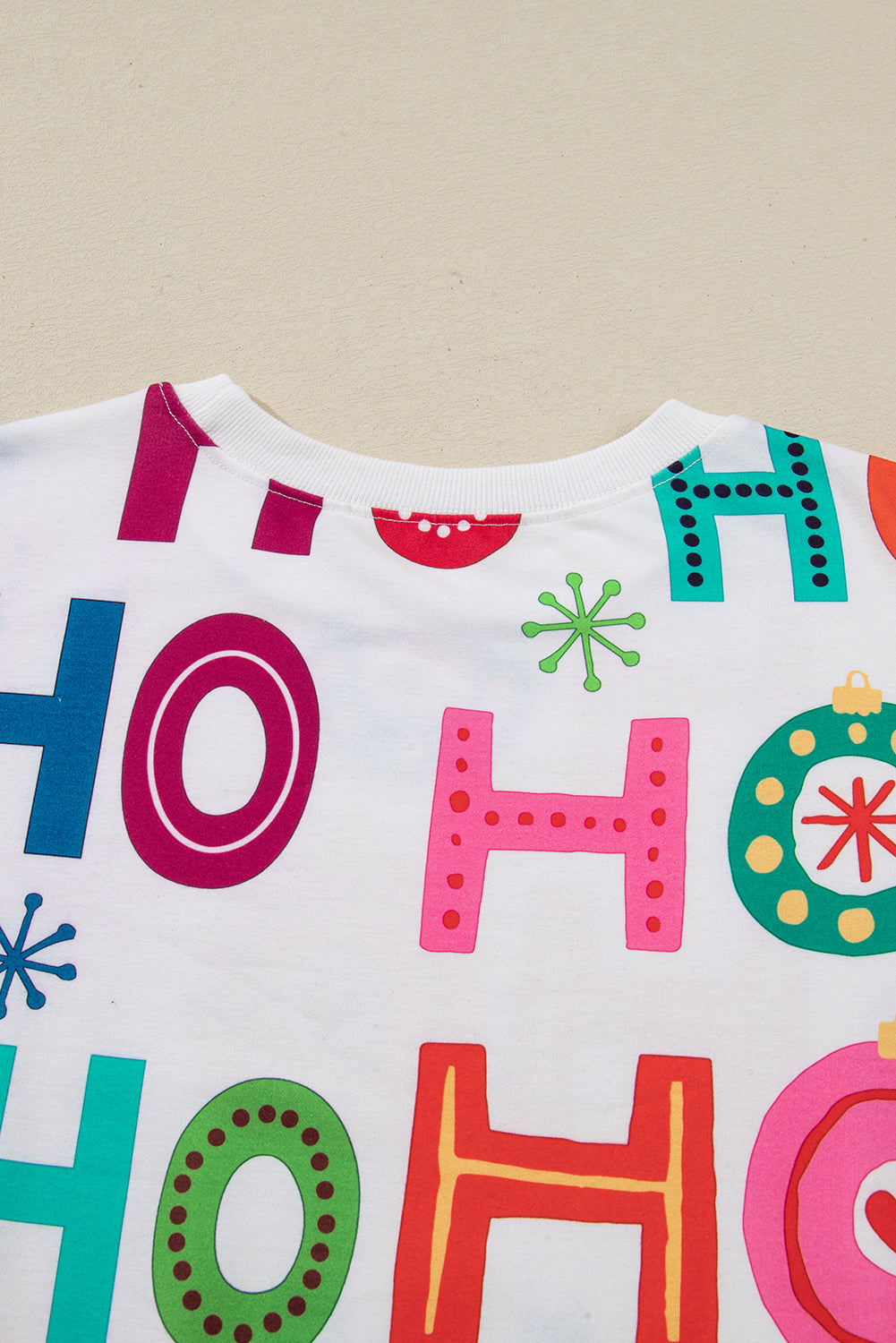 White Ho Ho Ho Letter Graphic Christmas Pajama Set
