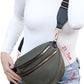 Light Blue Wide Strap Double Zipper Crossbody Bag