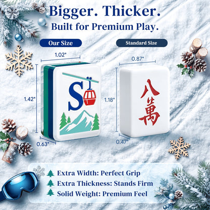 ApresSki Winter American Mahjong Tiles with skiers