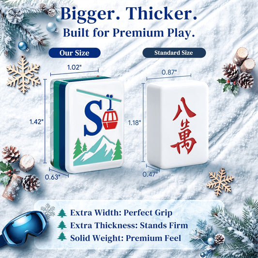 ApresSki Winter American Mahjong Tiles with skiers
