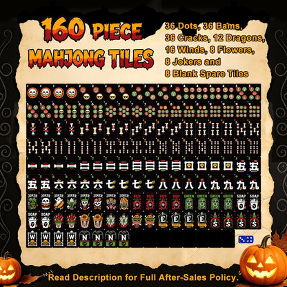 Teal Halloween Skull Diner Halloween Mahjong Tiles layered tiles