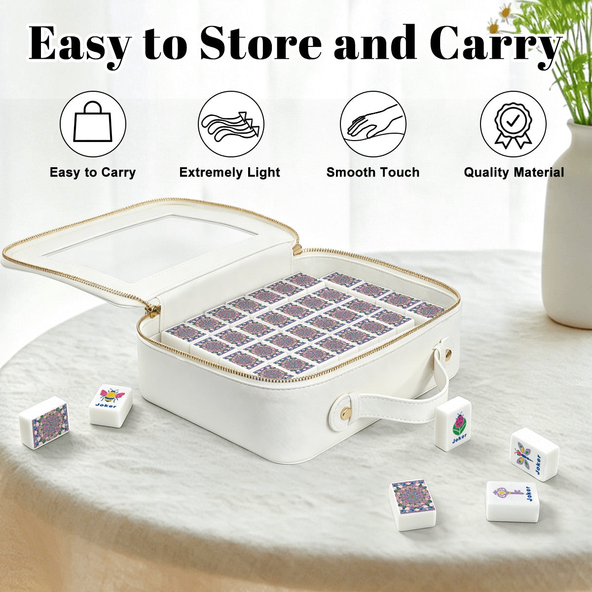 Lilac Mahjong Tiles Set (Floral Garden Style) (Single Layer)