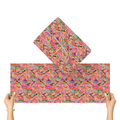 3Pack Gift Wrapping Paper Sheets - Mahjong