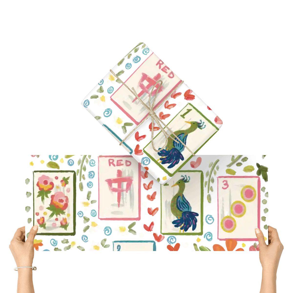 3Pack Gift Wrapping Paper Sheets - Mahjong