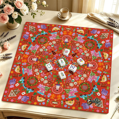 Mahjong Mat SleekSurface (Made in USA) Christmas folk art