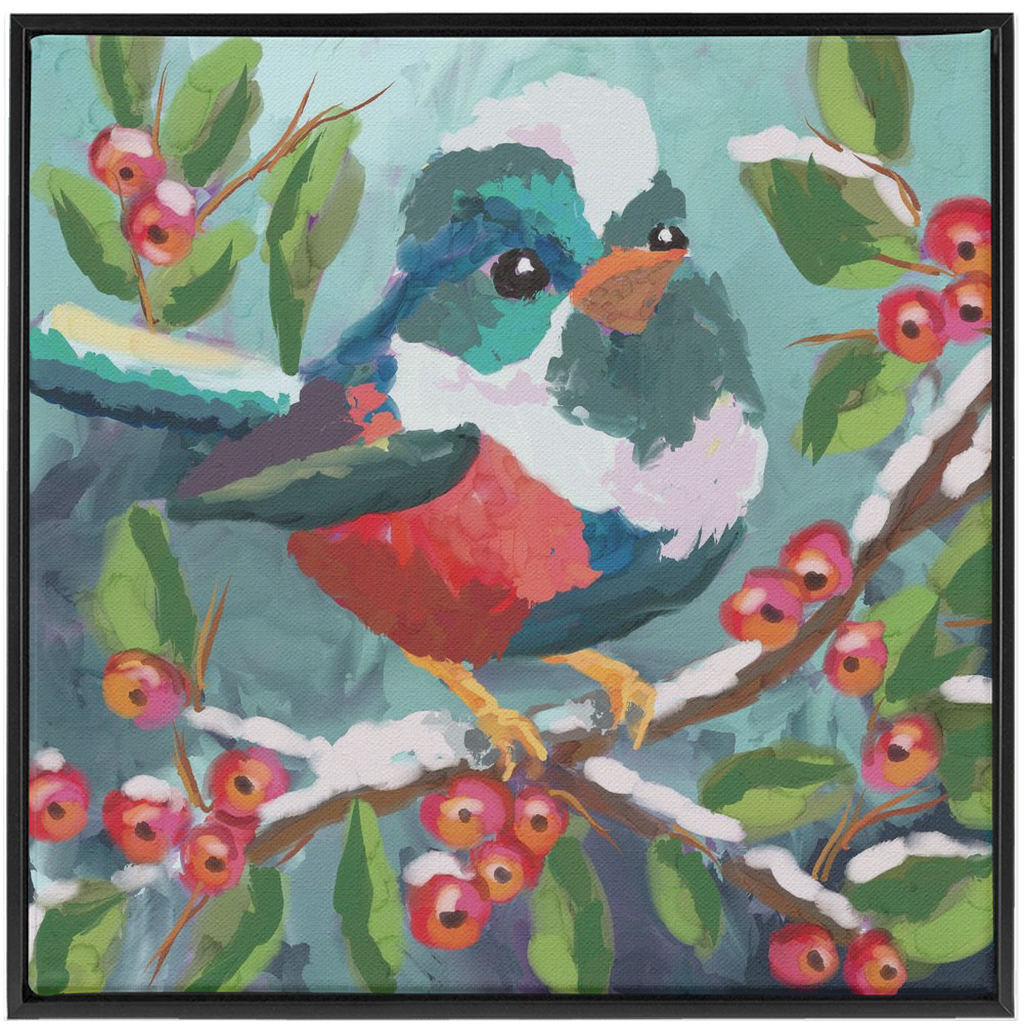 Magical Winter bird Framed Canvas Wraps-powered by Artivive