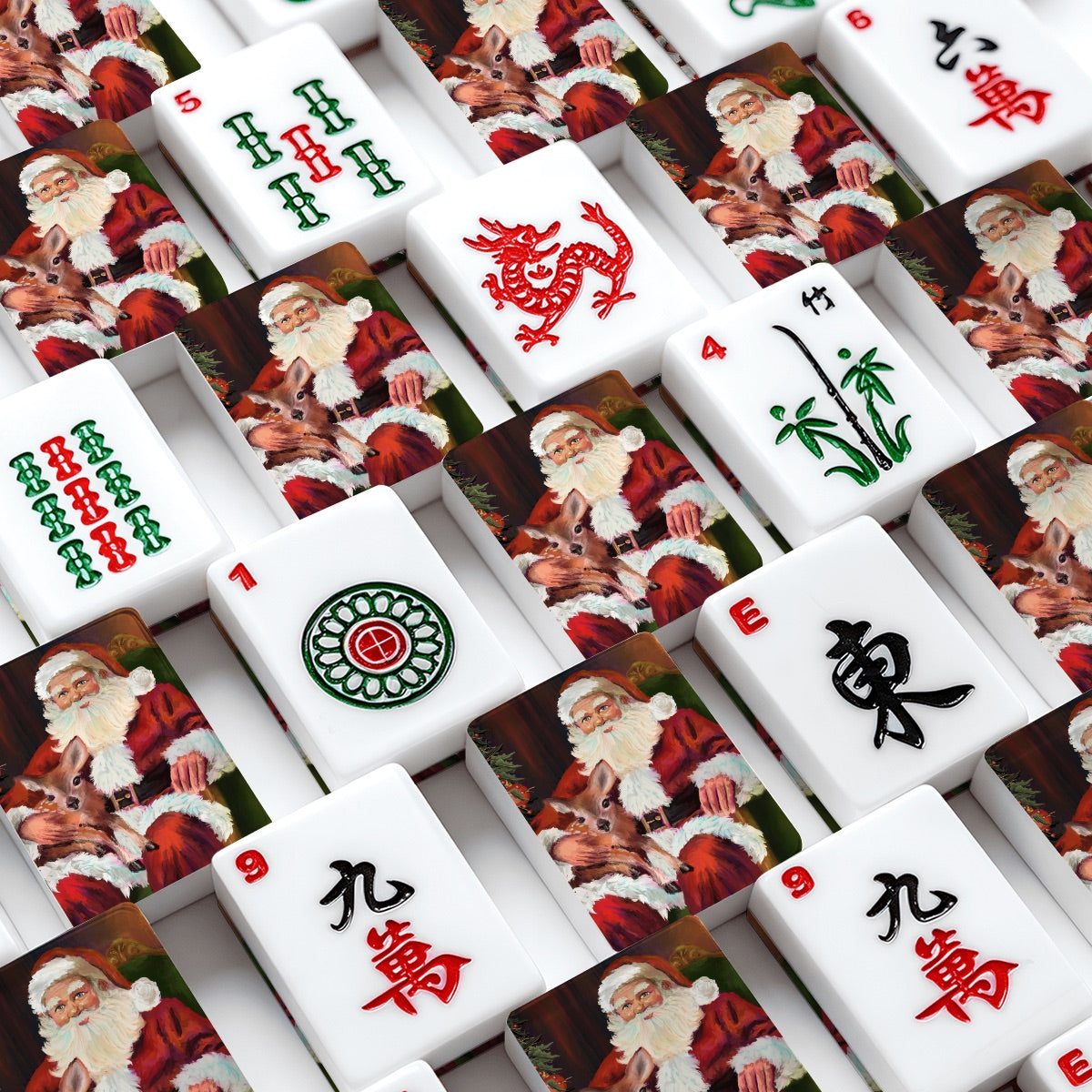 Sweet Santa and Fawn American Mahjong Tiles