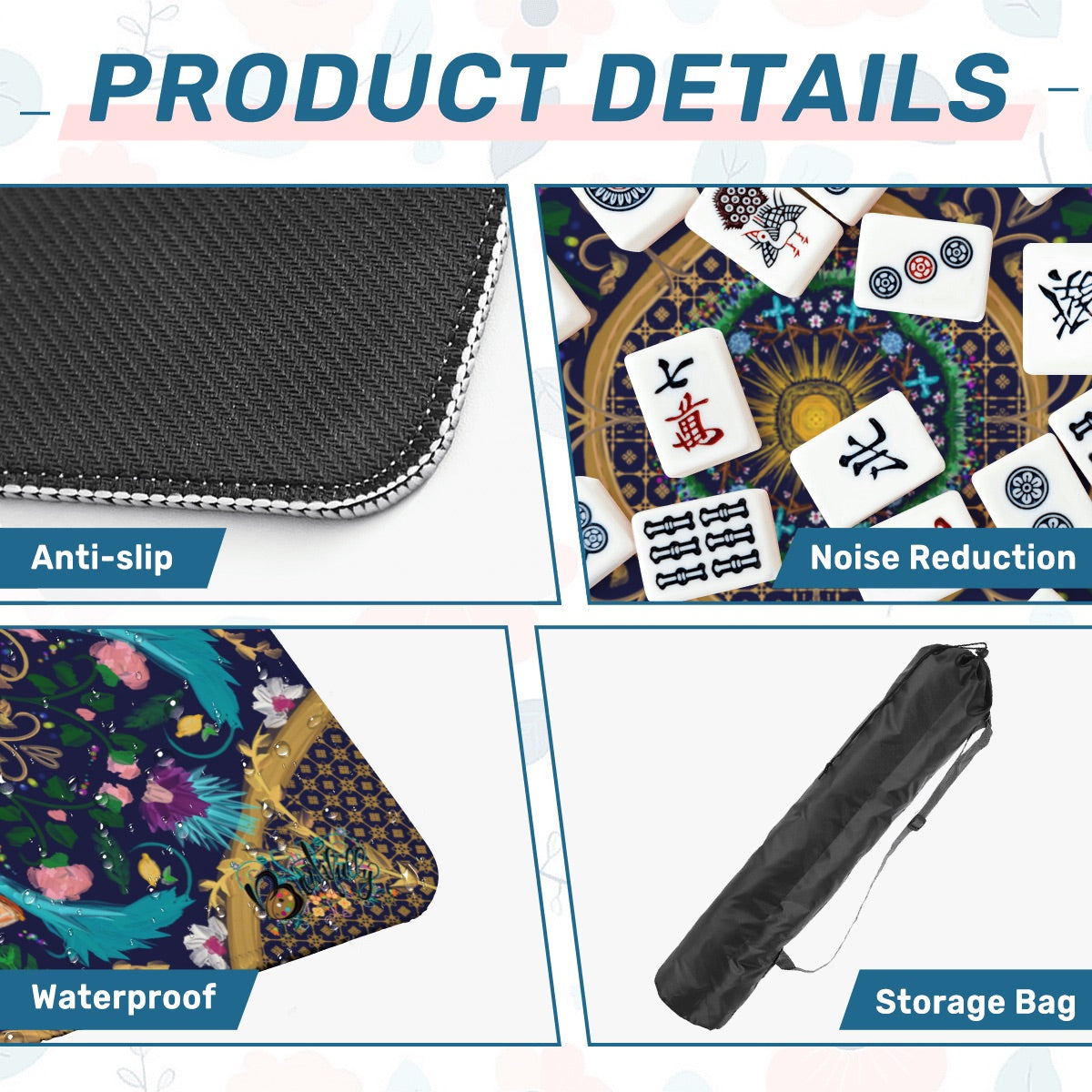 2026 Summer design in Navy-Mahjong Mat 31.5"x31.5" (Ship Rolled up)