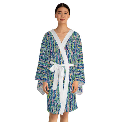 The Delamater Series-Abstract Watercolor Kimono Robe — Long Sleeve AOP Lounge Jacket