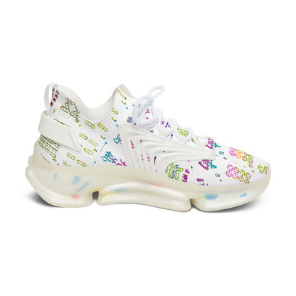 Women's Mahjong Mesh Sneakers — Lightweight Breathable Running Shoes with Colorful Tile Pattern