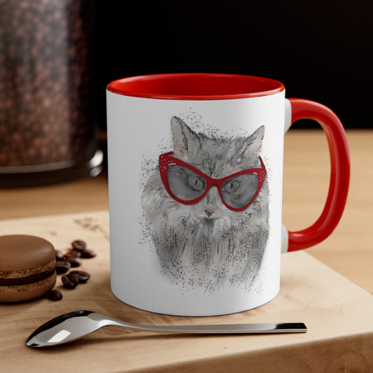 Catty Glasses Accent Coffee Mug, 11oz