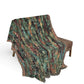 The Delamater Series- Abstract Pixel Art Woven Blanket — Colorful Green Mosaic Throw for Living Room & Bedroom