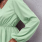 V-Neck Balloon Sleeve Peplum Blouse