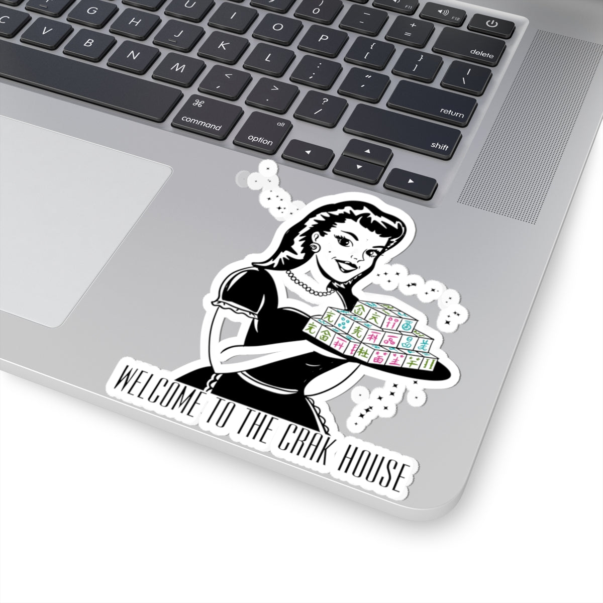 Retro Mahj Hostess Sticker — "Welcome to the Crak House" Kiss-Cut Vinyl Sticker