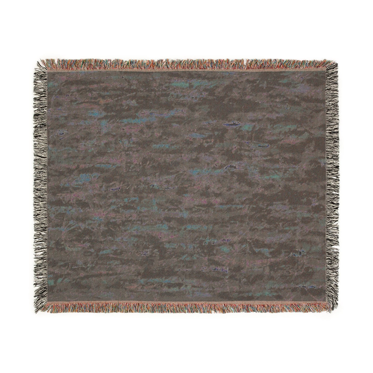 The Delamater Series- Abstract Pixel Art Woven Blanket — Colorful Green Mosaic Throw for Living Room & Bedroom