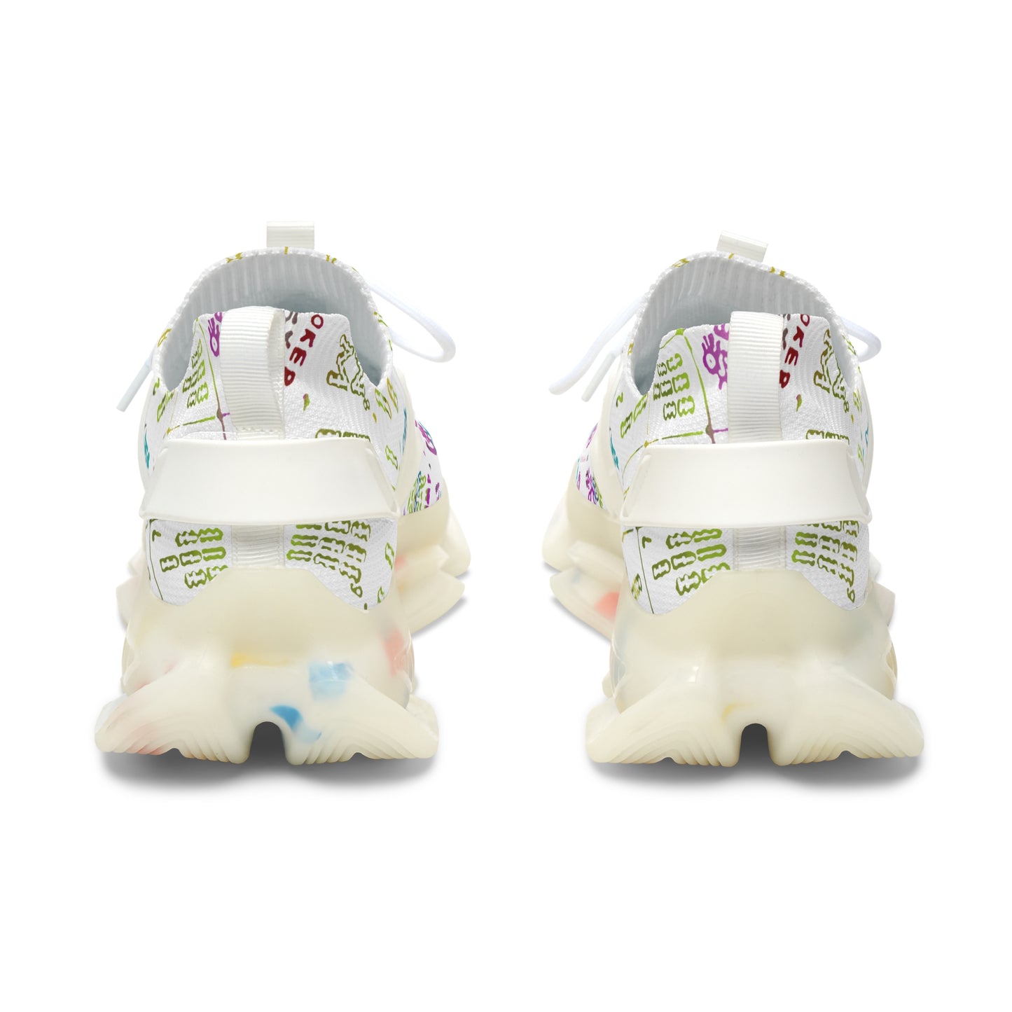 Women's Floral Mesh Mahjong Sneakers — Lightweight Breathable Running Shoes with Colorful Flower Pattern