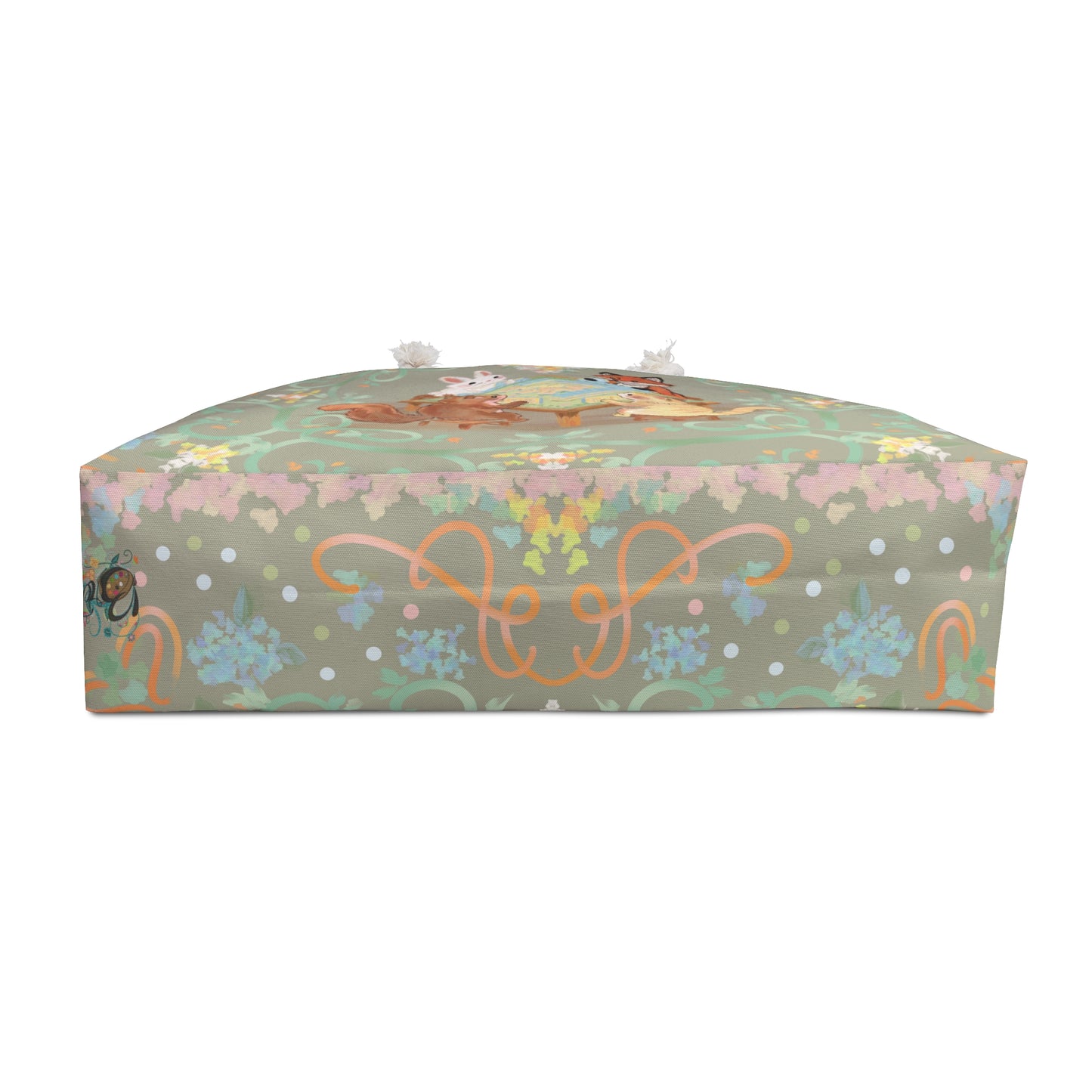 Sage Grey Woodland Game Night Weekender Bag — Cute Rabbit, Fox & Squirrel Mahjong Game Tote