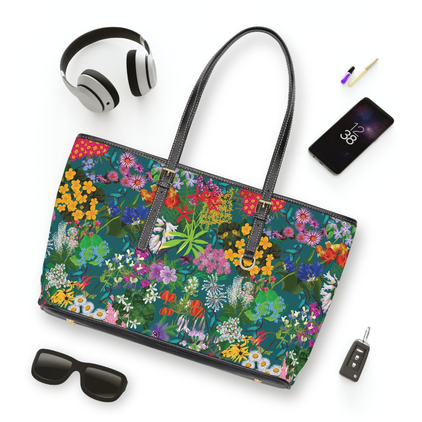 Ohio flowers -Compass PU Leather Shoulder Bag