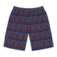 The Delamater Series- Abstract Men's Geometric Blue Mosaic Board Shorts — All-Over Print
