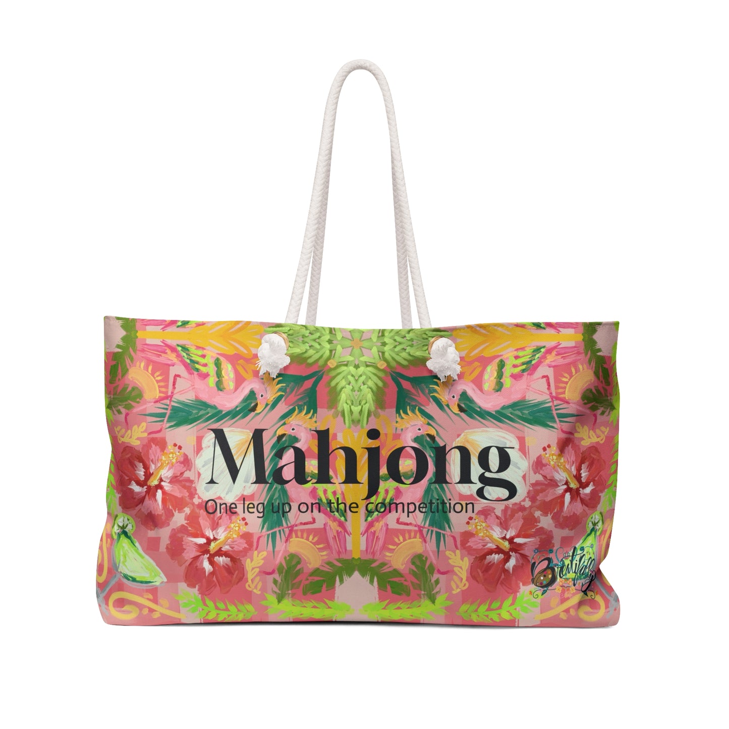 Flamingo Mahj Weekender Bag - Mahjong Travel Tote