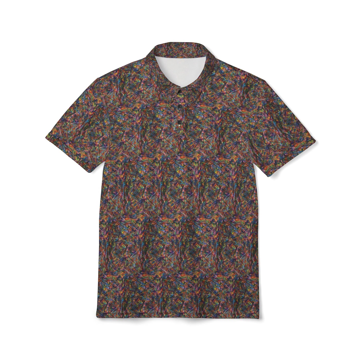 The Delamater Series- Abstract Multicolor Polo Shirt - All-Over Print Casual Polo