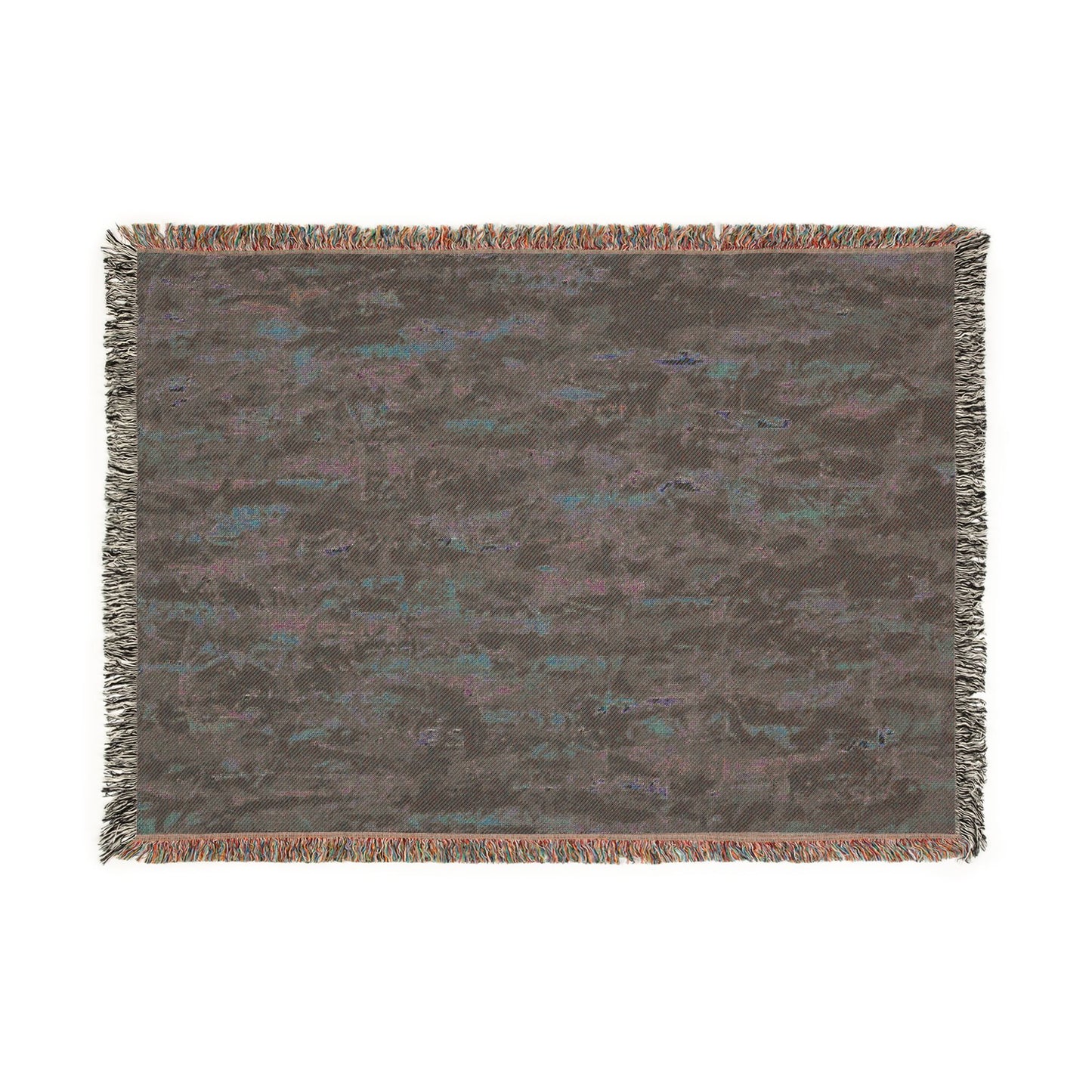 The Delamater Series- Abstract Pixel Art Woven Blanket — Colorful Green Mosaic Throw for Living Room & Bedroom