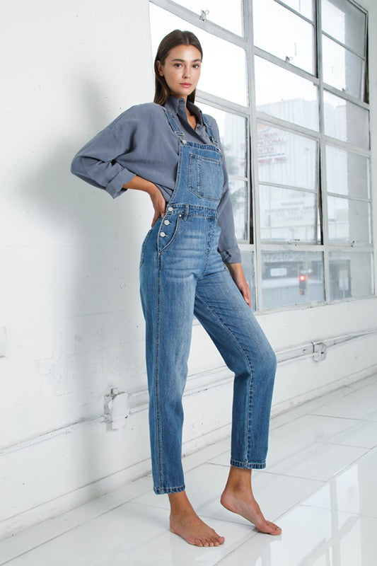 Pocket Detail Denim Overall Jumpsuit