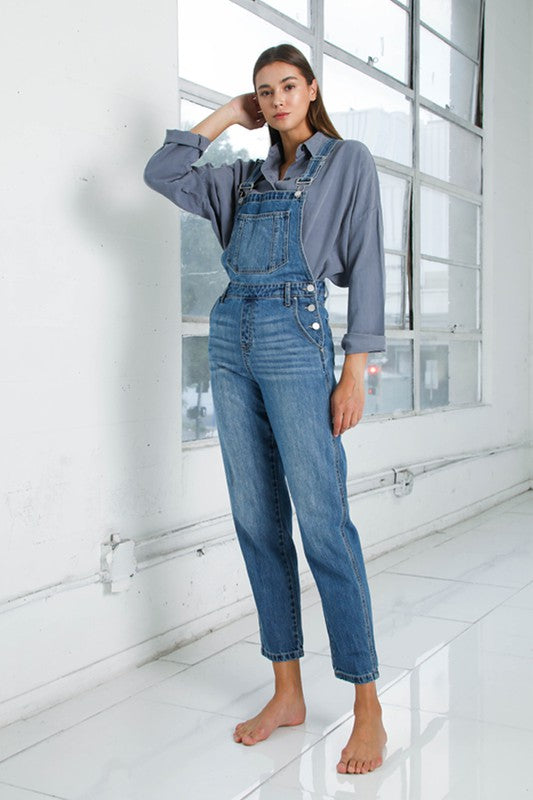 Pocket Detail Denim Overall Jumpsuit