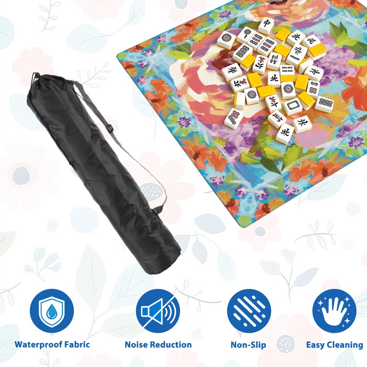 Bold Floral Thickened Mahjong Mat SleekSurface (Ship Rolled Up)