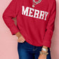 White MERRY Letter Pattern Christmas Raglan Sleeve Sweater
